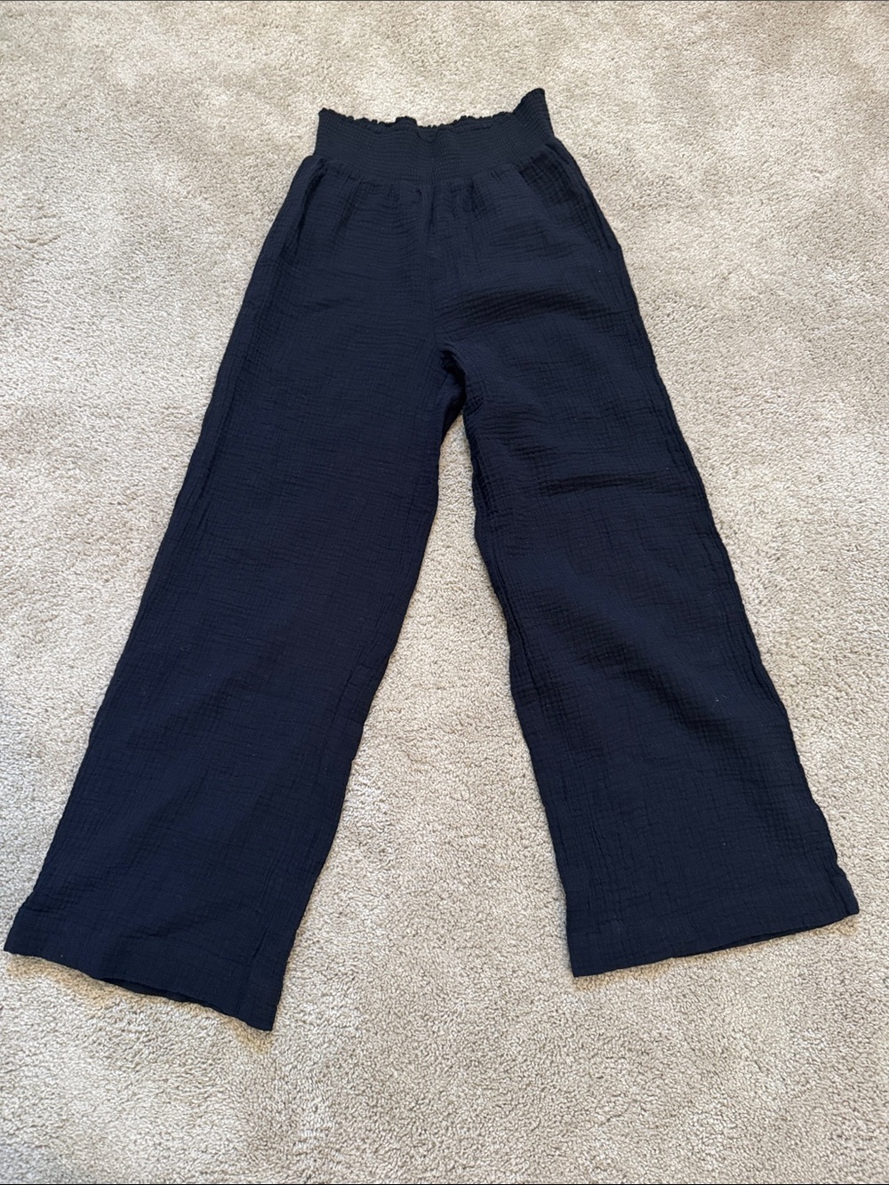 Z Supply Black Wide-Leg Smocked Waist Pants